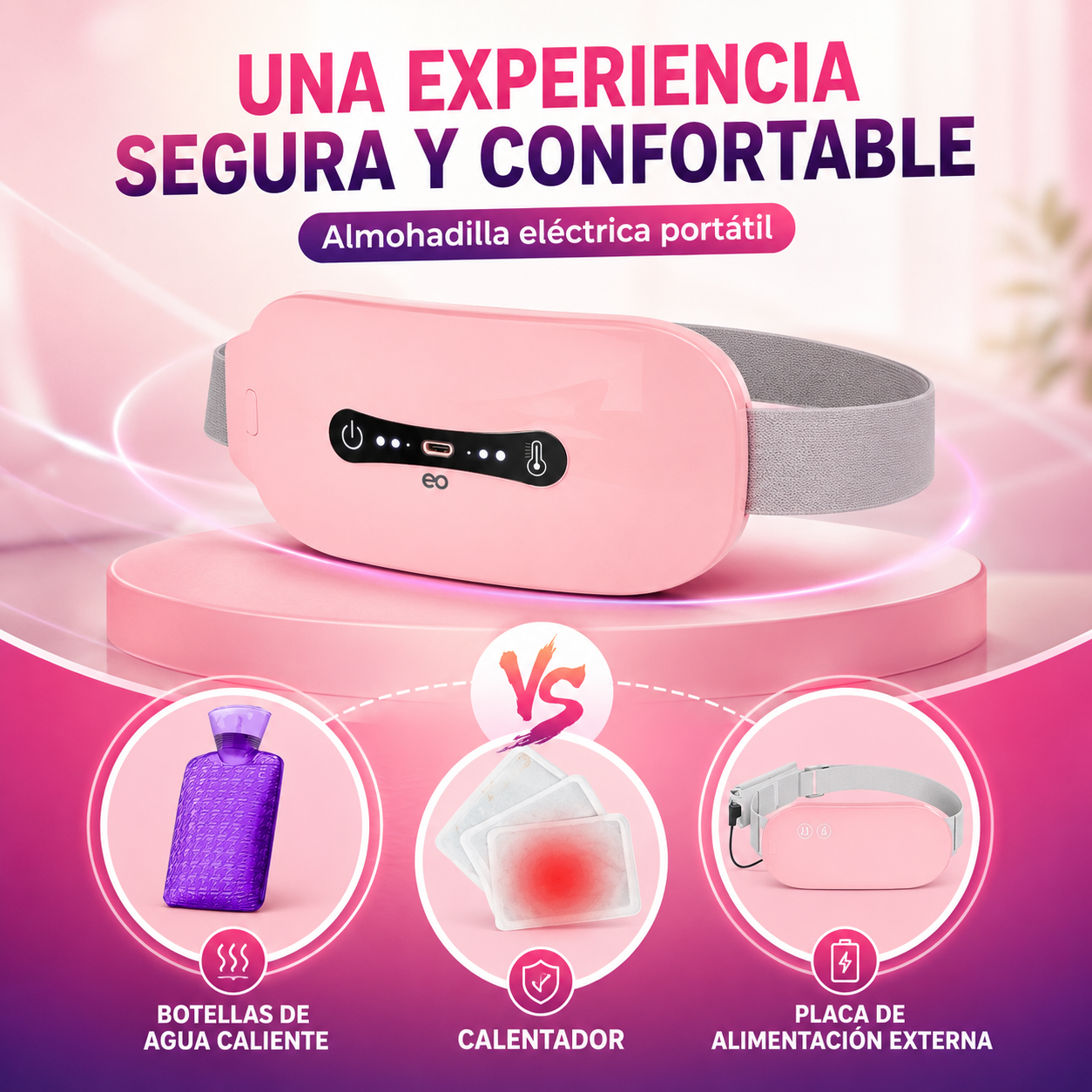 🌸 Cinturón Térmico Inteligente: Alivia tus Cólicos con Calor y Masaje en Minutos ⏱️💖