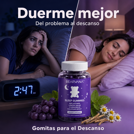 🌙 Gomitas para Dormir Mejor 🍇 | 60 Unidades Sabor Uva con Melatonina y Extractos Botánicos🌱