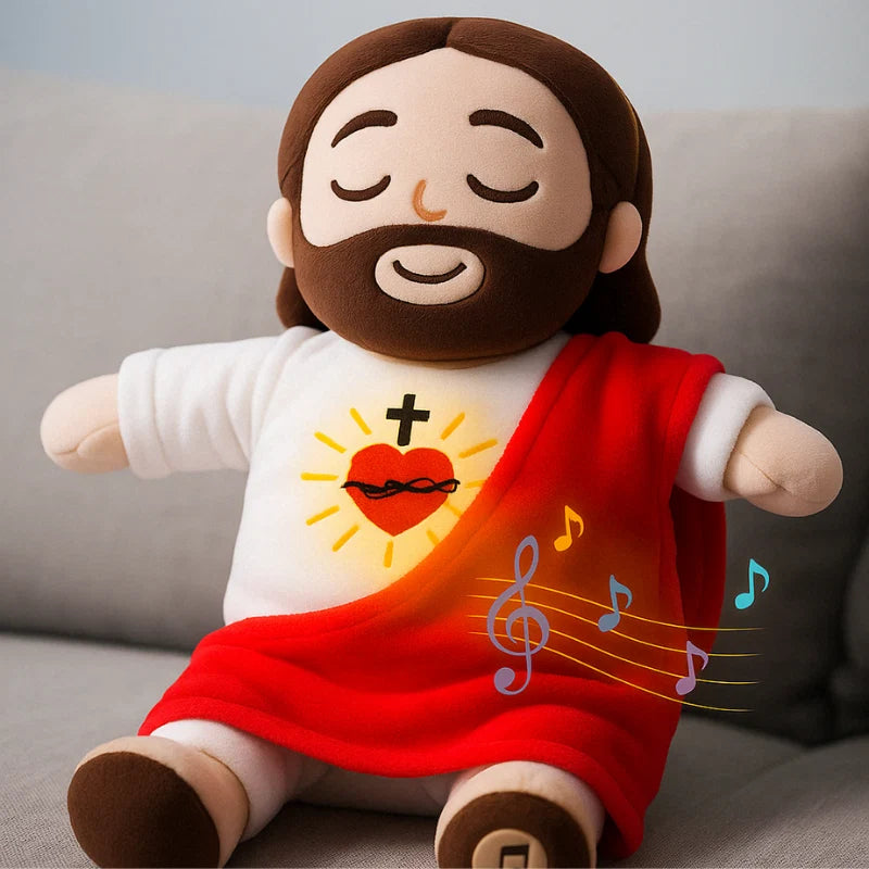 💖 Peluche Jesús Conmigo™ | Respiración, Música y Luz Relajante