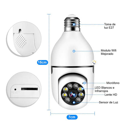 🔐 Cámara de Bombillo 360° – Seguridad Inteligente para tu Hogar