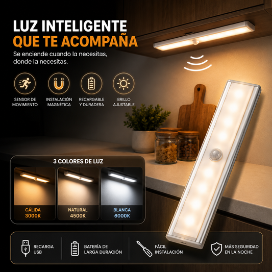💡 Lámpara LED Inteligente Recargable con Sensor de Movimiento 30 cm ✨