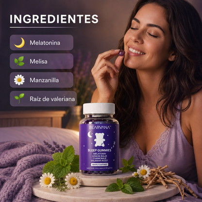 🌙 Gomitas para Dormir Mejor 🍇 | 60 Unidades Sabor Uva con Melatonina y Extractos Botánicos🌱