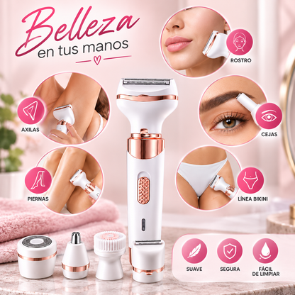 MAQUINA DEPILADORA 4 EN 1 🌸 Multifuncional | 💦 Uso en seco | 🔋 Portátil y recargable