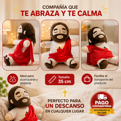💖 Peluche Jesús Conmigo™ | Respiración, Música y Luz Relajante
